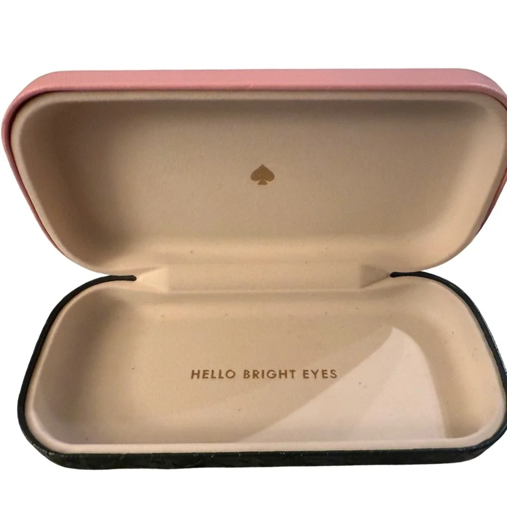 Kate Spade New York Pink and Green Embossed Spade Hard Shell Glasses Case